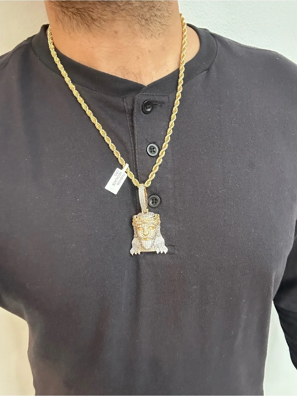 New Gold plated Jesus Head Pendant charm with new gold plated necklace chain